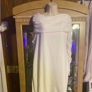 Off White Off Shoulder Cocktail Dress